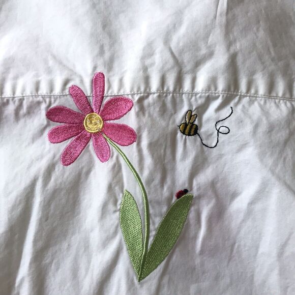 VTG Quacker Factory M Medium S/S Pocket Embroidered Floral Bee Sequins Shirt EUC - Picture 5 of 7